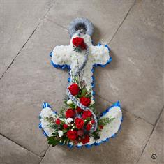 Fresh Flower Funeral Anchor Shape Tribute 