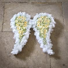 Fresh Flower Angel Wing Shaped Funeral Tribute 
