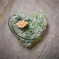 Fresh Gypsophilia Babys Breath Small Heart Shaped Funeral Tribute 