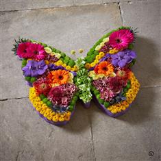 Large Fresh Flower Butterfly Shape Funeral Tribute 