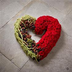 Fresh Rose Broken Heart Shape Funeral Tribute 