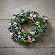 Fresh Flower Cottage Garden Wreath Funeral Tribute 