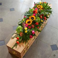 Fresh Flower Exotic Coffin Spray Funeral Tribute