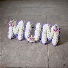 Fresh Flower Mum Letters Funeral Tribute 