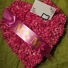 Artificial Grave Flowers - Pink Chrysanthemum Heart  Grave Tribute 