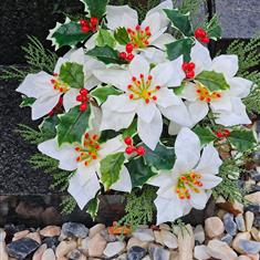 Artificial Grave Flowers - Cream Poinsettia 