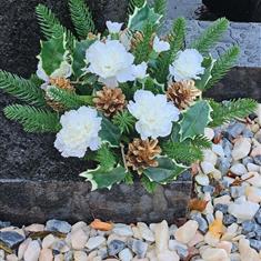 Artificial Grave Flowers - Festive Ivory Carnation Arrangement 