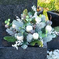 Artificial Frosted Apple Grave Posy 