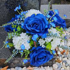 Artificial Grave Flowers - Blue Rose &amp; Viburnum 