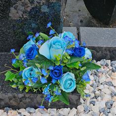 Artificial Grave Flowers - Blue Roses