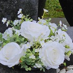 Artificial Grave Flowers - Ivory Rose &amp; Blossom 