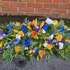 Fresh Flower Bright Coffin Spray Funeral Tribute 