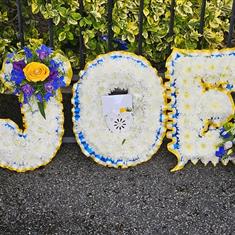 Fresh Flower Name Letters Funeral Tribute 