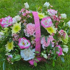 Fresh Pink Flower Basket