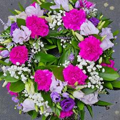 Fresh Carnation Purple Pink Wreath Funeral Tribute