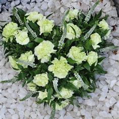 Fresh Carnation Small Heart Funeral Tribute