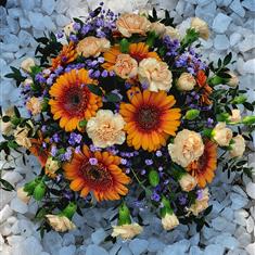 Fresh Germini and Carnation Medium Funeral Posy Tribute 