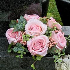 Artificial Grave Flowers - Pale Pink Roses