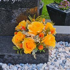 Artificial Grave Flowers - Orange Rose &amp; Thistles