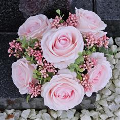 Artificial Grave Flowers - Pink Rose &amp; Berries 