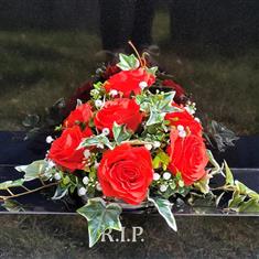 Design 1 - Red Rose &amp; Gypsophilia Front Facing Posy