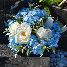 Design 11 - Blue Hydrangea &amp; Ivory Rose Posy