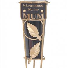 Grave Vase - Gold coloured leaves