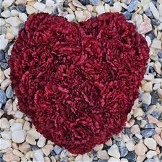 Artificial Grave Flowers - Dark Red Carnation Small Heart Tribute 