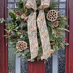 Fresh Foliage Festive Traditional Style Door Wreath 
