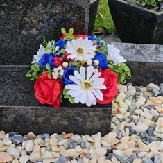 Artificial Grave Flowers Red, White &amp; Blue 