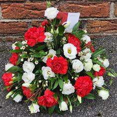 Fresh Red Carnation &amp; White Lisianthus Posy Funeral Tribute 