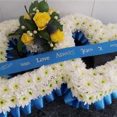 Fresh Flower Double Interlinking Heart Funeral Tribute