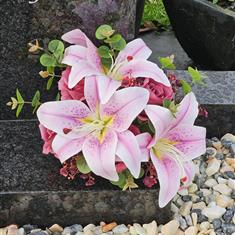 Artificial Grave Flowers - Pink Lily &amp; Rose - 3 items