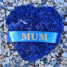Artificial Grave Flowers - Blue Carnation Heart Tribute 