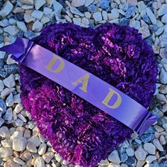 Artificial Grave Flowers - Purple Carnation Heart Shaped Tribute 