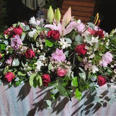 Fresh Flower Coffin Spray - Pink Lily and Rose Mix