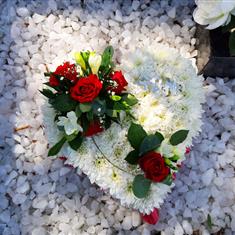 Fresh Massed Flower Heart Tribute with Rose Spray Detailing 