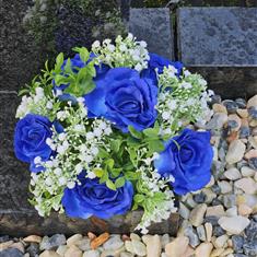 Artificial Grave Flowers - Royal Blue &amp; White  