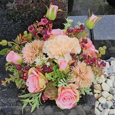 Artificial Grave Flowers - Peach Pink Mix 