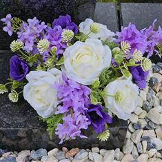 Artificial Grave Flowers - Lilac &amp; White Mix 