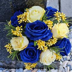 Royal Blue &amp; Yellow Artificial Grave Flowers 