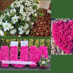 Hire package 4 - Coffin spray 3 letters mini heart with fresh flowers 