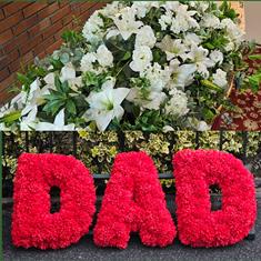 Hire package 1 - artificial flowers only coffin spray 3 letters