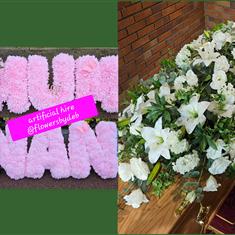 Hire 6 - coffin spray upto 10 letters with fresh flowers 