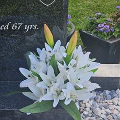 White Lilies - artificial grave flower pots 