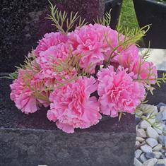 Pink carnations - artificial grave flowers