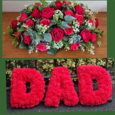 HP7 - Red Package - Artificial Coffin Spray Red Letters 